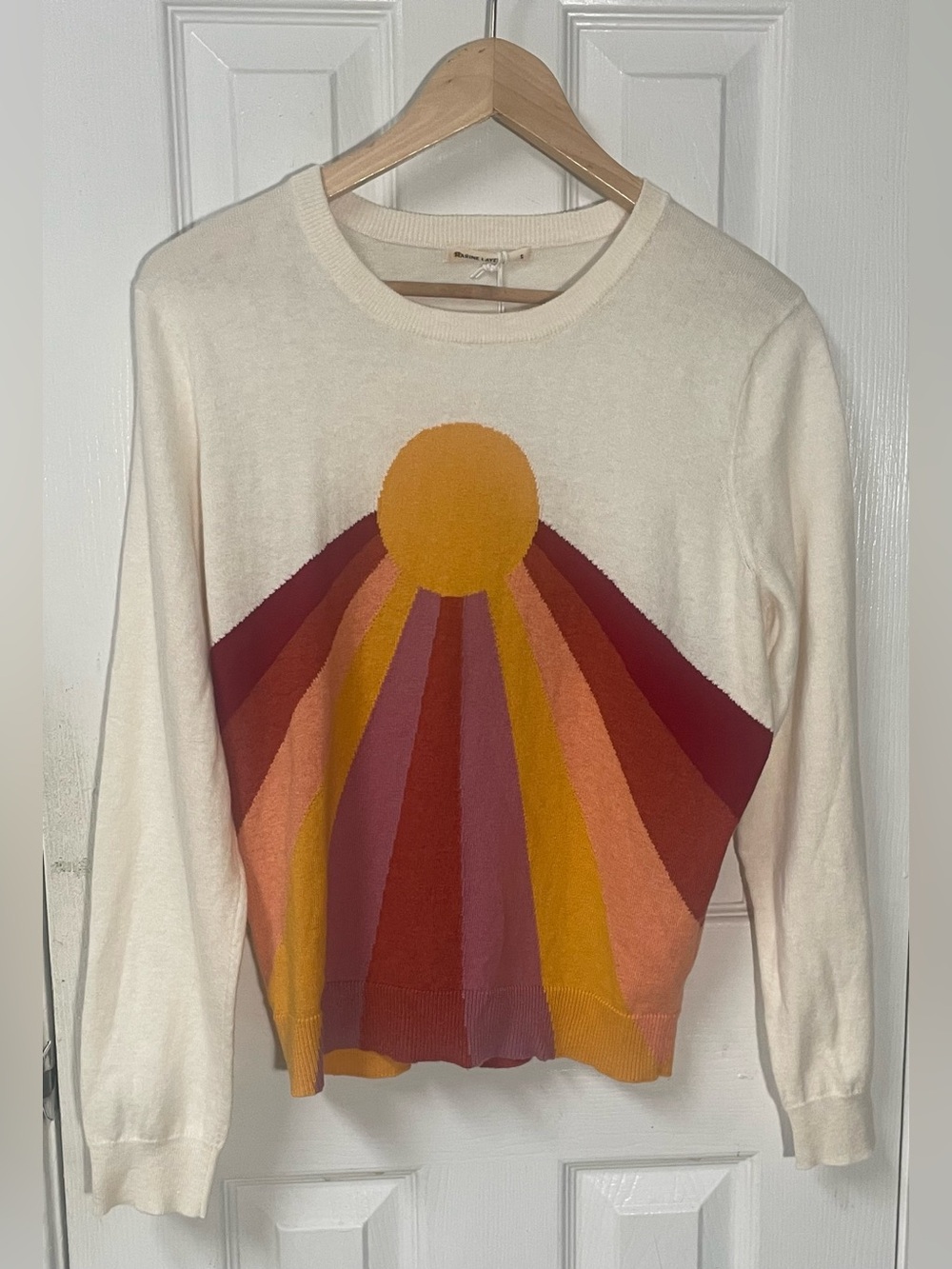 Marine Layer Sweater Women’s Small Sunset Icon Cotton Oatmeal New NWT Transition - Picture 2 of 9